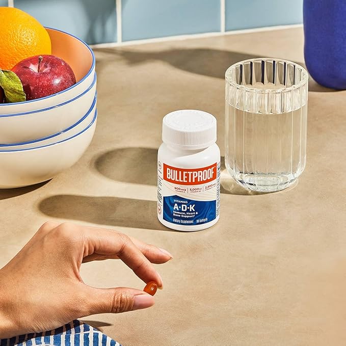 Bulletproof Vitamins A-D-K Softgels 30 Count Supplement for Heart Bone Health and Immune Support