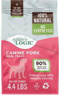 NATURE'S LOGIC Dry Dog Food - 100% Natural - No Synthetics - for All Ages Sizes Breeds - Free from Common Allergens High Protein - Pork Meal Feast 4.4lbs
