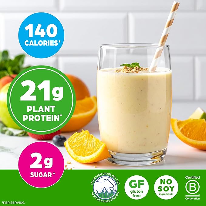 Orgain Whey Protein Powder Vanilla Bean 21g Grass Fed Dairy Protein 5g BCAAs 3g Prebiotic Fiber 2g Sugar No Added Hormones Gluten Free Kosher for Shakes &amp Smoothies 1.82 lb