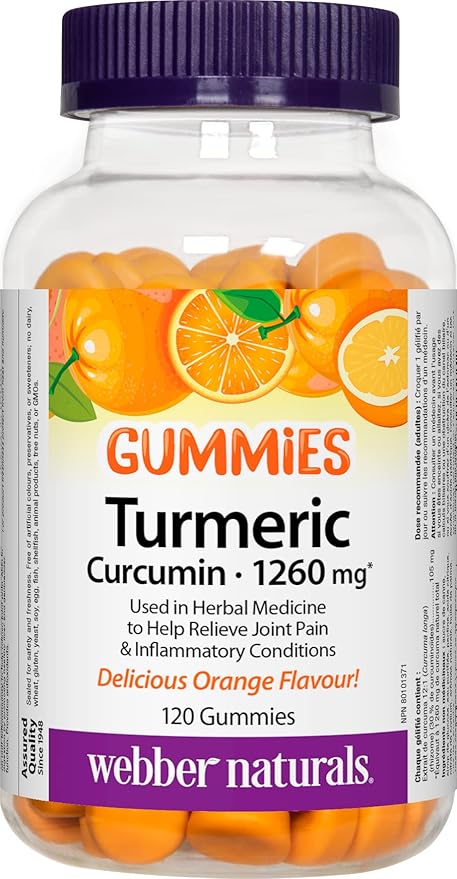 Webber Naturals Turmeric Curcumin Gummies 1260 mg Orange 120 Gummies