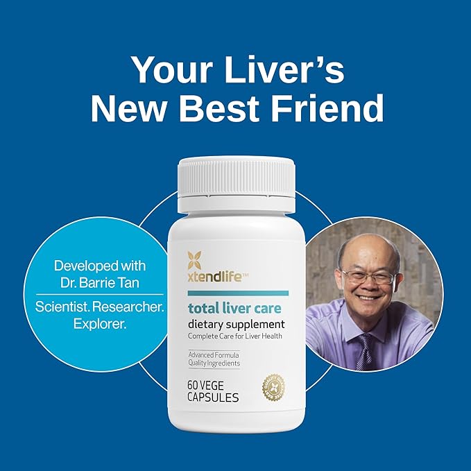 Xtendlife Total Liver Care for Blood Sugar Fat Management &amp Detoxification - Science-Backed Liver Care with Milk Thistle &amp Tocotrienol - 30 Day Supply