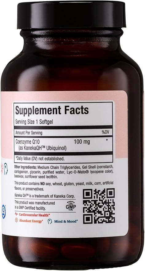 CoQ10 Ubiquinol - CoQ10 100mg Softgels - Kosher Co Q 10 Supplement for Cardiovascular Health - Superior Absorption - Co Q10 Supplement Ubiquinol 100mg for Cellular Energy - Coenzyme Coq 10 (60 Count)