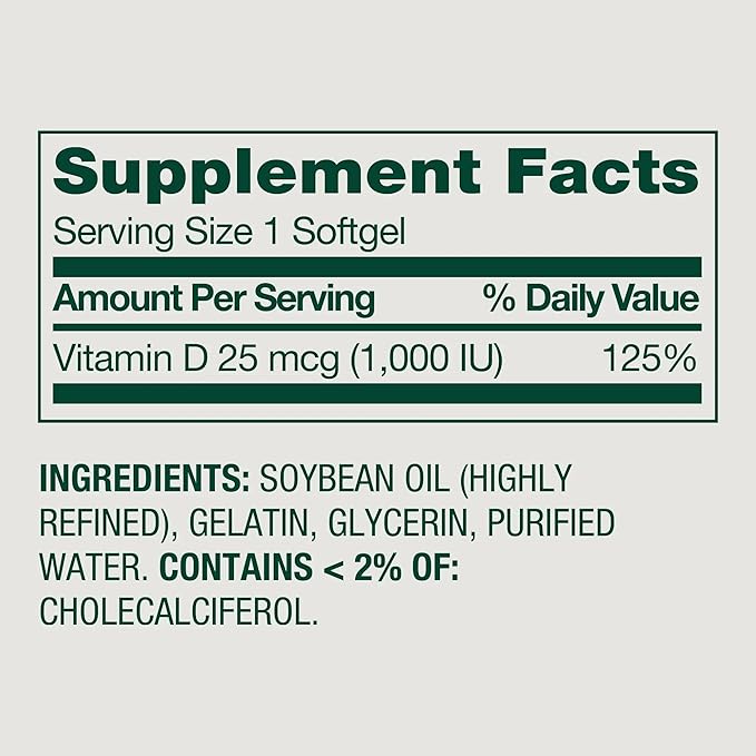 SUREFECT Spring Valley Vitamin D3 25 mcg (1000 IU) Softgels Bone &amp Immune Support 450 Count Organizer