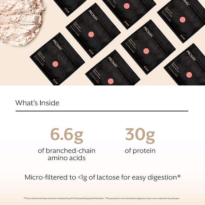 ProMix Nutrition Whey Protein Isolate Powder 31g Grass Fed Whey Isolate 6.6g BCAAs Gluten Free Keto Friendly Strawberry 5lb