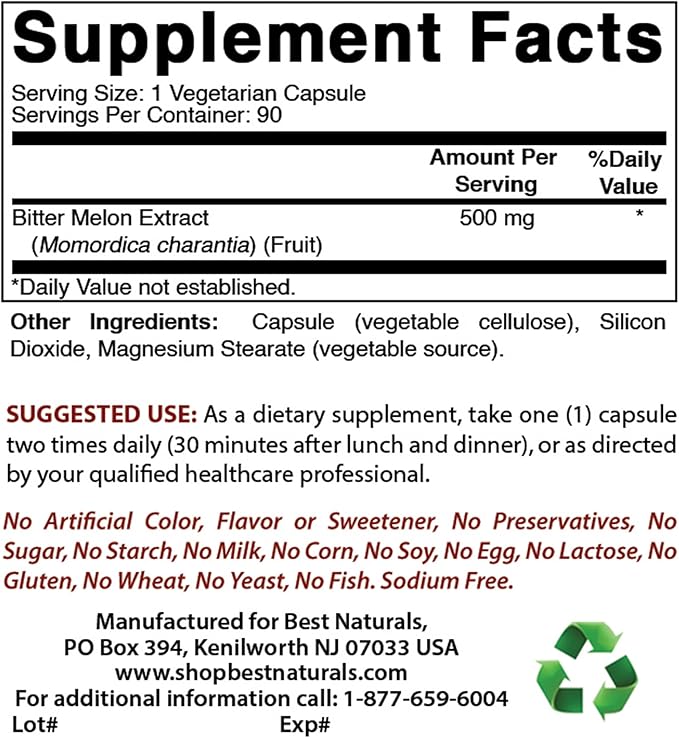 Best Naturals Bitter Melon 500 mg &amp Milk Thistle Extract 1000mg