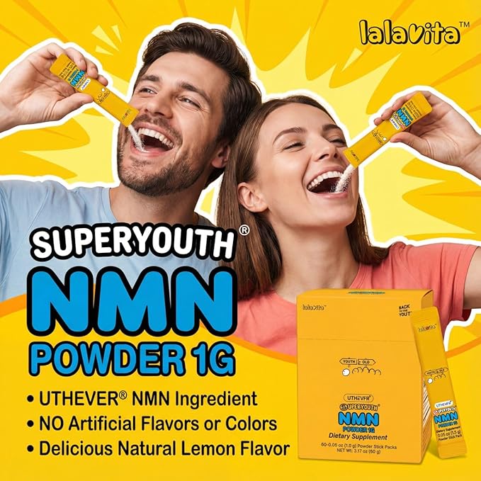 NMN 1000mg Stick Packs (60 Count 2-Month Supply) – UTHEVER® Nicotinamide Mononucleotide for NAD+ Support &amp Cellular Energy – Travel-Friendly Natural Lemon Powder – Healthy Aging Supplement
