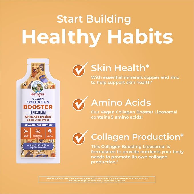 MaryRuth Organics Collagen Booster Liposomal | Sugar Free | Liquid Collagen Booster with VIT C E ZincCopper&ampSilica | Skin Care&ampJoint Support Supplement | Vegan | Non-GMO | Gluten Free | 14