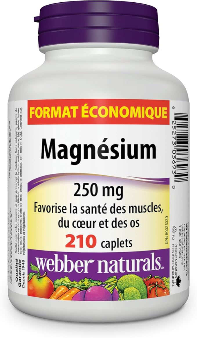 Webber Naturals Magnesium 250 mg 210 caplets Value Size