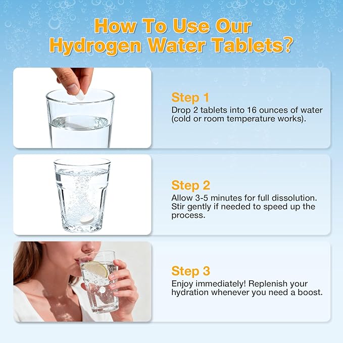 Magnesium -Infused Hydrogen Water Tablets (120 Servings) 8 PPM H2 Molecular Tablets for Energy Boost Brain Health &amp Cognitive Support Lemon Flavor Gluten-Free &amp Non-GMO