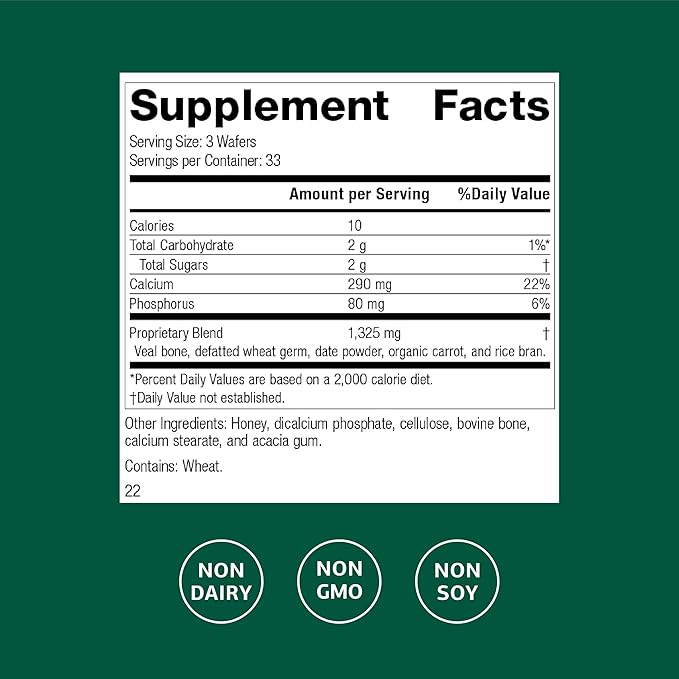 Standard Process Calcifood - Calcium Supplement for Bone Strength &amp Calcium Absorption - Bone Health Support for Women &amp Men - Non-Dairy &amp Non-Soy - 100 Wafers