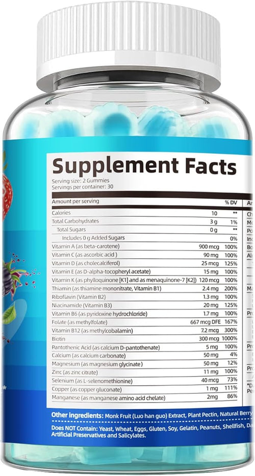 2-Pack Multivitamin for Men Mens Multivitamins Gummies w/Omega-3 Probiotics Inositol Folate Male Support Blend Vitamins A C D E B - Support Heart Brain Muscle Energy Sugar-Free