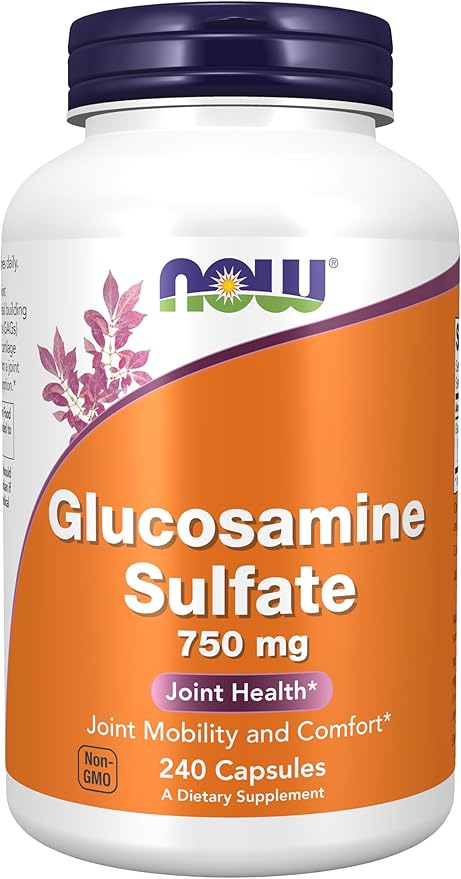NOW Foods Supplements Glucosamine Sulfate 750 mg with UL Dietary Supplement Certification 240 Veg Capsules