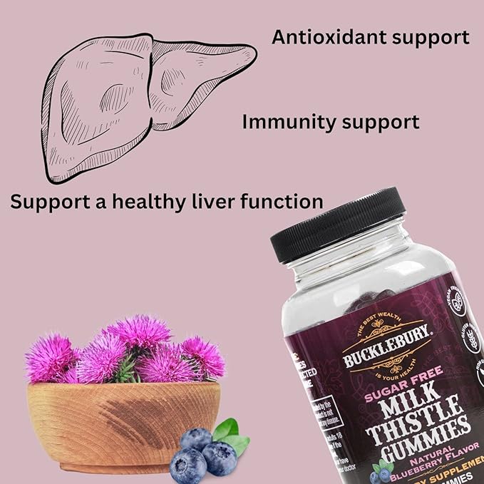 Sugar-Free Milk Thistle Gummies with Blueberry Flavor + Saw Palmetto 9-in-1 Gummies with Raspberry &amp Pomegranate – Vegan Non-GMO Supplement Bundle