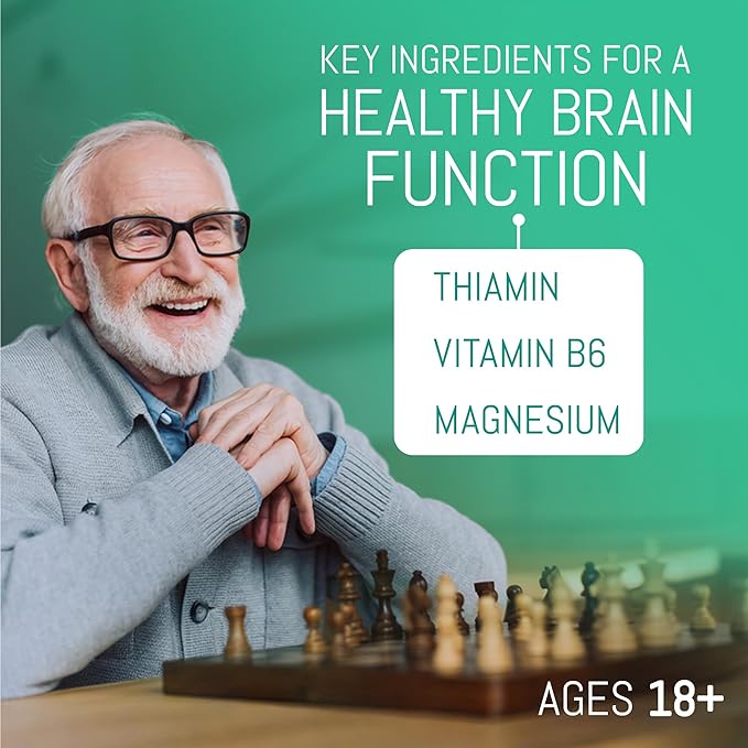 Brain Supplements for Memory and Focus with Vitamin B6 &amp Thiamine — High-Dose B Vitamins Nervous System and Cognitive Health Support Daily Supplement Formula for Adults 100 Tablets (6-Pack)