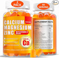 Calcium Magnesium Gummies for Women Men: 1200mg Calcium Citrate Zinc Gummy with Vitamin C D3 K2 - Vegan Sugar Free Chewable High Absorption Enegy Immune Support Supplement(120Count)