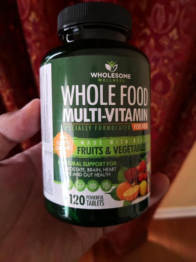 Wholesome Wellness Whole Food Multivitamin for Men - Natural Multi Vitamins Minerals Organic Extracts - Vegan Vegetarian - 120 Tablets