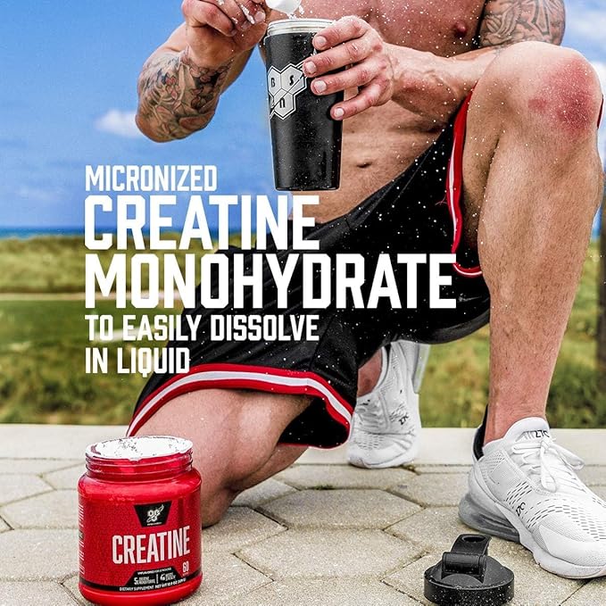 BSN Micronized Creatine Monohydrate Powder Unflavored Creatine Powder Micronized Supports Muscle Building Supports Muscle Strength Gym Supplement 5g per Serving 5000mg per Servings 60 Servings