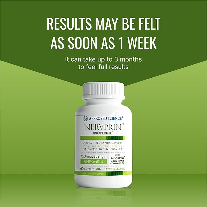 Approved Science Nervprin - Nerve Support - Benfotiamine B12 R-Alpha-Lipoic Acid Corydalis Boswellia BioPerine - 360 Capsules - Made in The USA