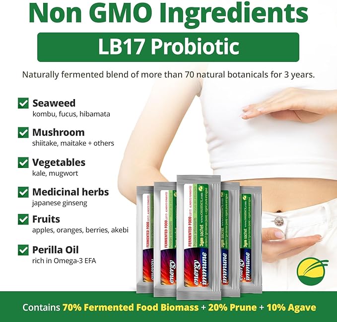 LB17 Fermented Food Biomass Probiotics for Women Men &amp KIds 3g - 30 Sachet/Box Probiotic Packets Probiotics for Digestive Health Adult Probiotic Digestive Nutritional Supplements Kids Gut Hea