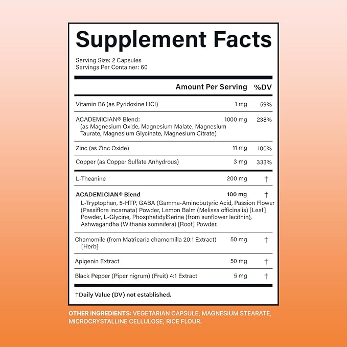 Magnesium Citrate Capsules with Magnesium Glycinate Capsules Agnesium Taurate L-Theanine Apigenin Supplement - 120 Count