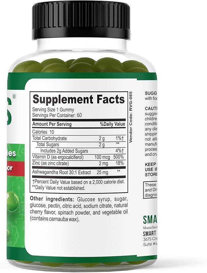 Ashwagandha Gummies for Focus Support - Organic Ashwagandha Supplement for Men &amp Women Brain &amp Memory Support Adaptogenic Calm Gummies with Ashwagandha Root - 60 Gummies