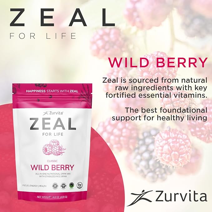Zurvita - Zeal for Life 30-Day Wellness Bag - Wild Berry (Classic) - Nutritional Supplement for Vitality Immunity and Wellness - 420 Grams