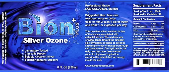 Bion SS Health Defense Silver Hydrosol Saturated with Ozone 8 Fl Oz