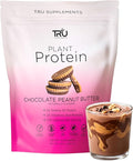 TRU Supplements Plant Based Protein Powder BCAA EAA 20g Vegan Brown Rice &amp Pea Protein 100 Calories 27 Vitamins No Artificial Flavors 25 Servings (Chocolate Peanut Butter)