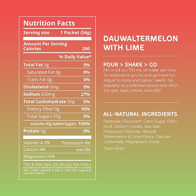 Tailwind Nutrition Endurance Fuel Grab-and-Go Sports Drink Powder Mix with Electrolytes Non-GMO Free of Soy Dairy and Gluten Vegan-Friendly Dauwaltermelon Pack of 12