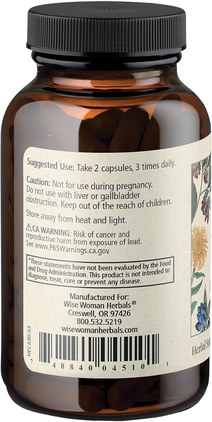 Wise Woman Herbals Great Gut (Formerly Hepacaps) Pure Non-GMO Herbal Blend with Milk Thistle Supports Healthy Gallbladder &amp Digestion Liver Detox Natural Cleanse 90 Veg Caps