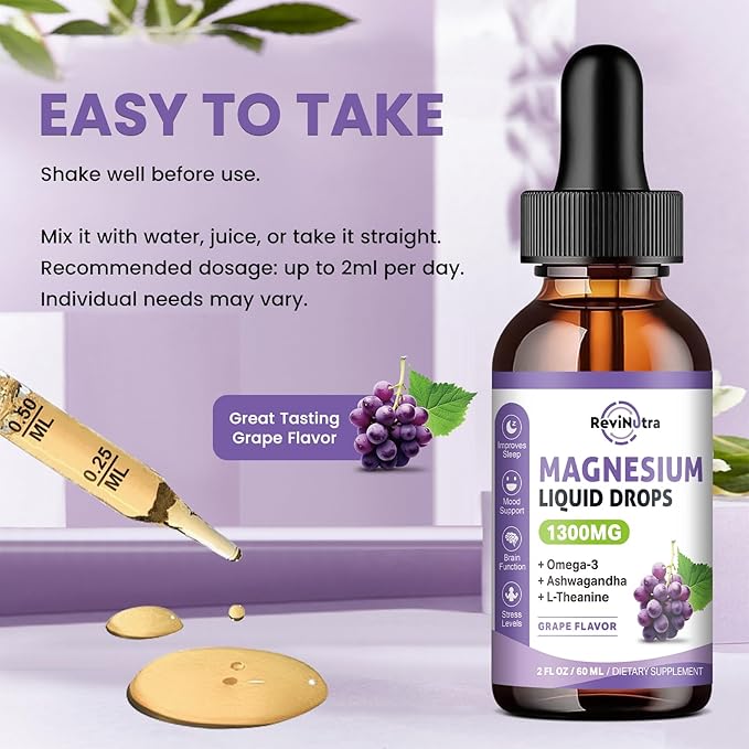 2 Pack Magnesium Complex Liquid Drops Pineapple &amp Grape Flavor
