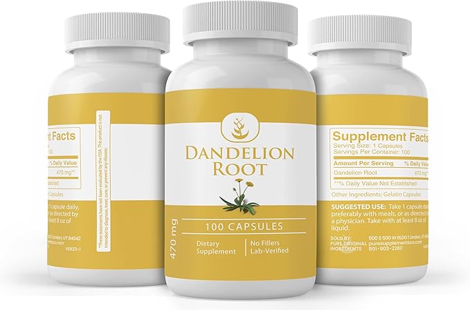PURE ORIGINAL INGREDIENTS Artichoke Extract Milk Thistle &amp Dandelion Root Capsule Bundle (100 Capsules Each) No Additives or Fillers Lab Verified