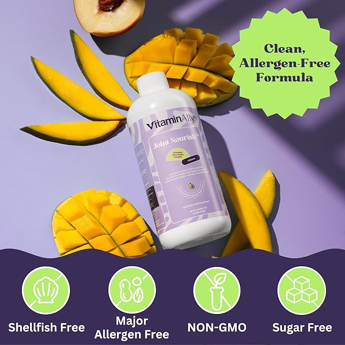 Joint Nourish – 100% Vegan Liquid Joint Supplement | Vegan Glucosamine Chondroitin MSM Hyaluronic Acid &amp Vitamin C | Mango-Peach | Supports Joint Mobility Cartilage &amp Skin | Sugar-Free16