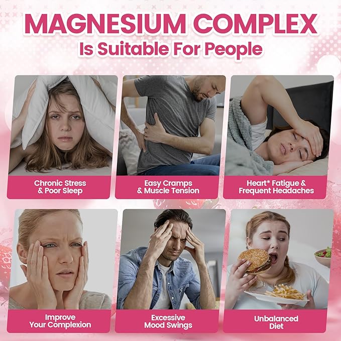 24-in-1 Magnesium Gummies 6183mg Magnesium Complex for Women and Men &amp Kids with Magnesiums Glycinate Citrate Malate Vitamin D3 K2 CoQ10 Zinc Potassium Sleep Heart Support Strawberry 3 Ba