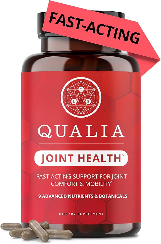 Qualia Joint Health 9 Advanced Joint Health nutrients: denatured Collagen boswellia tumeric Boron Ginger L-carnitine. Cartilage Health Tendon Strength Healthy Joint Aging (1 Month Supply)