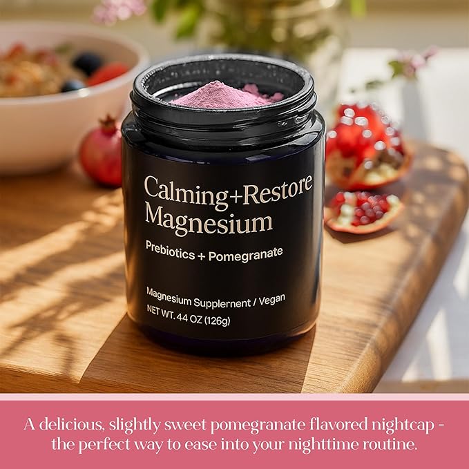 Kroma Calming + Restore Magnesium Powder – Magnesium Citrate with L-Theanine for Relaxation Sleep Cycle &amp Digestive Support – Muscle Recovery Supplement – Pomegranate Flavor – 4.4 oz 30 Servings