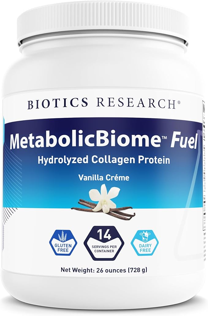 MetabolicBiome™ Fuel Hydrolyzed Collagen Protein Vanilla - High-Performance Daily Shake 20g Clean Protein 9g Non-grain Fiber 9g Healthy Fats Microbiome Support Allergen-free 14 Servings