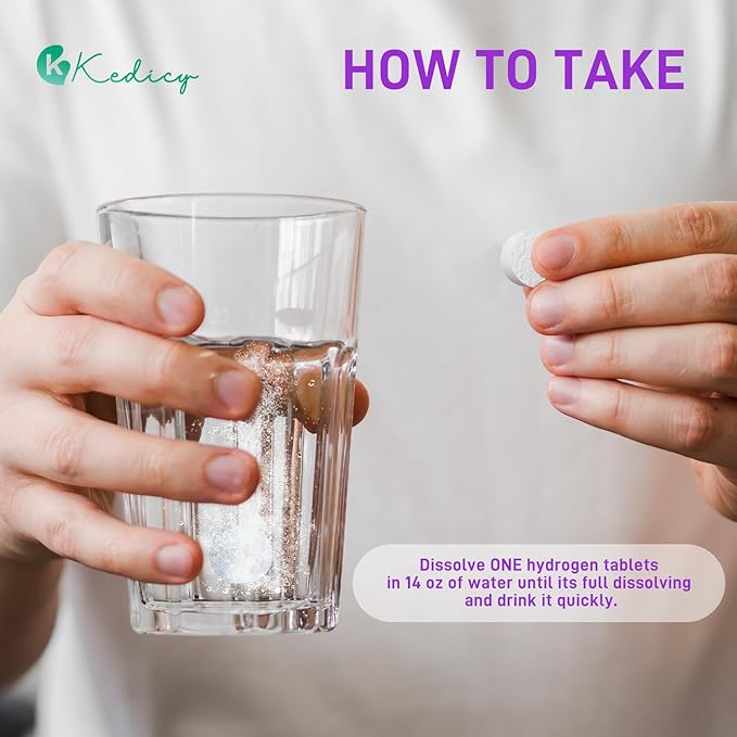 Hydrogen Water Tablets 8 PPM Hydrogen Tablets for Drinking Water with Magnesium Glycinate Base H2 Molecular Hydrogen Rich in Antioxidants Cognitive &amp Athletic Performance Energy (90 Counts)