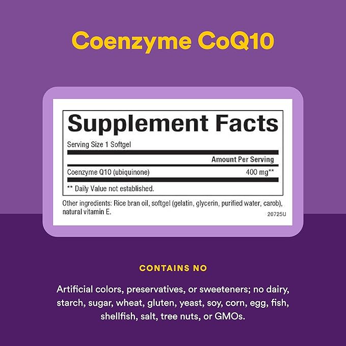 Natural Factors Coenzyme Q10 - Antioxidant Support Supplement Supports Cellular Energy Production - Better Absorption Aids Healthy Heart Function - 400 mg 60 Softgels (60 Servings)