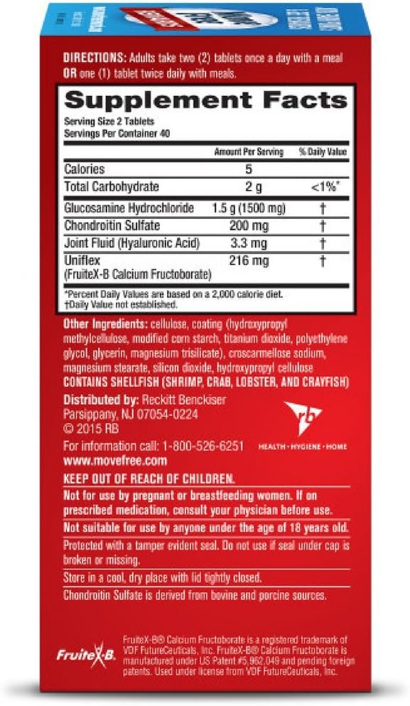 Move Free Advanced 80 Tablets - Joint Health Supplement with Glucosamine and Chondroitin (Pack of 12)