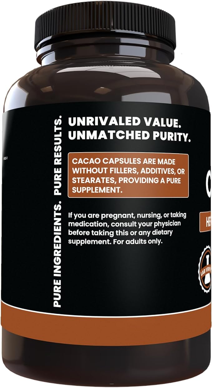 Pure Original Ingredients Cacao (365 Capsules) No Magnesium Or Rice Fillers Always Pure Lab Verified