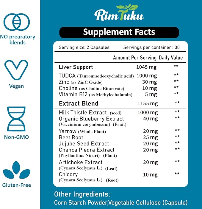 2200MG TUDCA Milk Thistle Supplement 12-in-1 Formula TUDCA+Milk Thistle TUDCA Supplement Bile Salts Liver Detox &amp Repair Support Antioxidant Support 240 Capsules