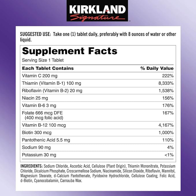 Kirkland Signature Super B-Complex with Electrolytes 500 Tablets (5 Pack)