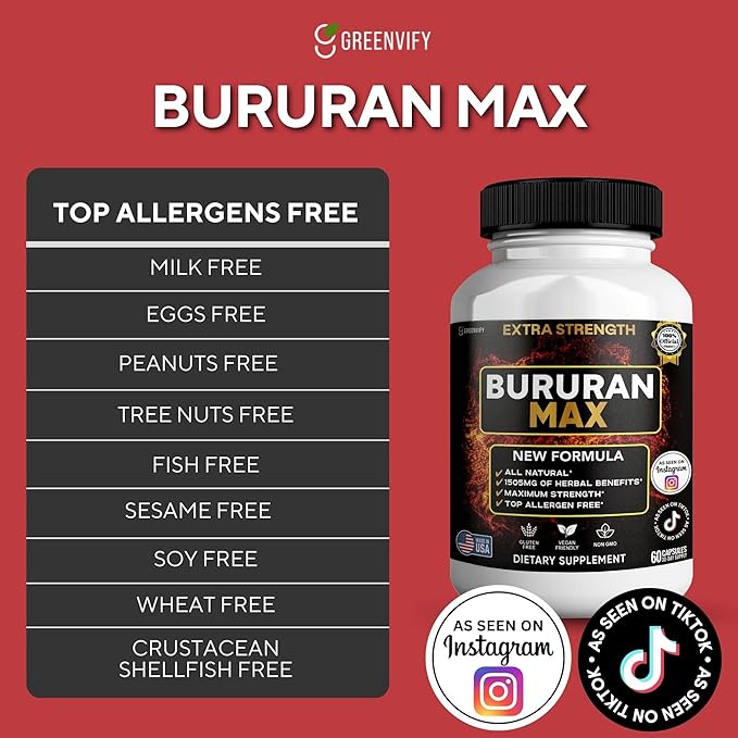Bururan Max Organic Maca Root Supplement Black Pepper 60 Capsules 30 Day Supply (2)