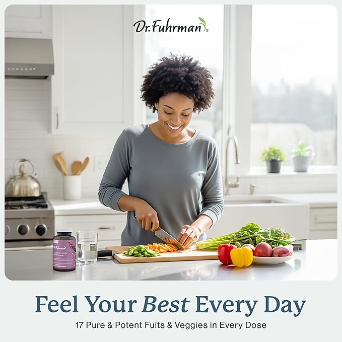 Dr. Fuhrman 2 Month Supply Multivitamin for Women + D3 Vitamin for Immune Support | Vegan Formula Womens Multivitamin with B12 &amp Zinc | Whole Food multivitamin with 17 Fruits &amp Veggies | Non G