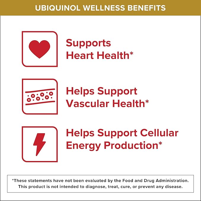 Qunol Ubiquinol CoQ10 200mg Softgels Powerful Antioxidant for Heart and Vascular Health Essential for Energy Production Natural Supplement Active Form of CoQ10 120ct Softgels