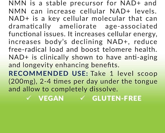Biom NMN Sublingual Powder. Advanced Nanotized Nicotinamide Mononucleotide Mitochondrial Regeneration Sirtuin Activation Cellular Energy