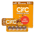 CirC Energy Bites - 12 Pack Caramel Chocolate Chip Gluten Free Protein Balls - 10g Protein Whole Grains Nuts &amp Fruit - Portable Healthy Snacks for Adults &amp Kids 5 Piece Resealable Packs