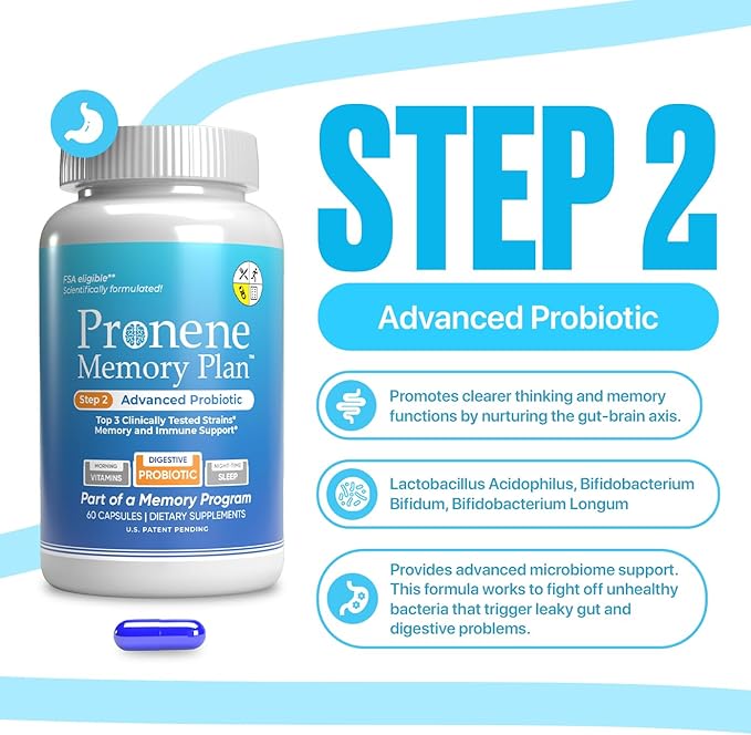 PRONENE Memory Plan: 3 Pack: Morning Brain Multivitamin w/Choline Selenium | Probiotic w/top strains | Deep Sleep Supplement w/melatonin resveratrol Magnesium. 24-hr Memory &amp Brain Support