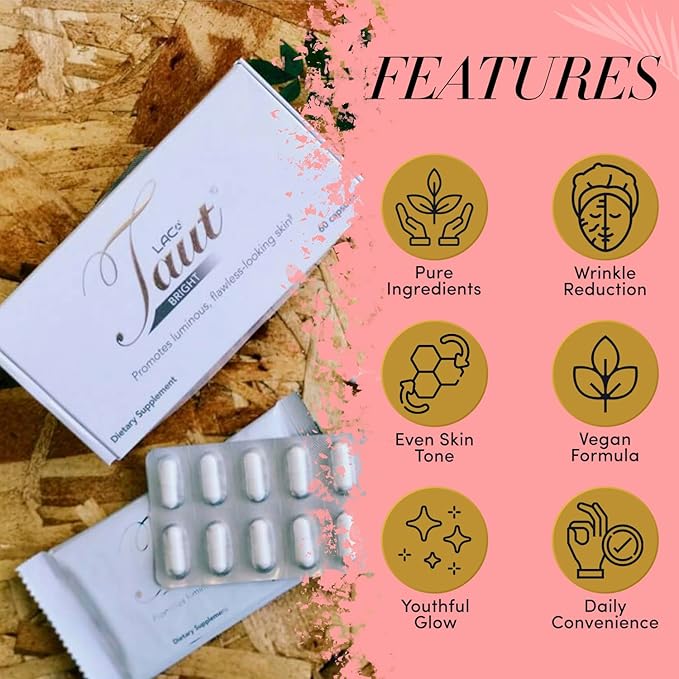 TAUT Marine Collagen Drink 13000mg with Hyaluronic Acid Liquid Collagen Supplement 16 Glass Bottles (1.7oz Each) Bright 60 Capsules for Women Vitamins &amp Antioxidants for Radiant Skin